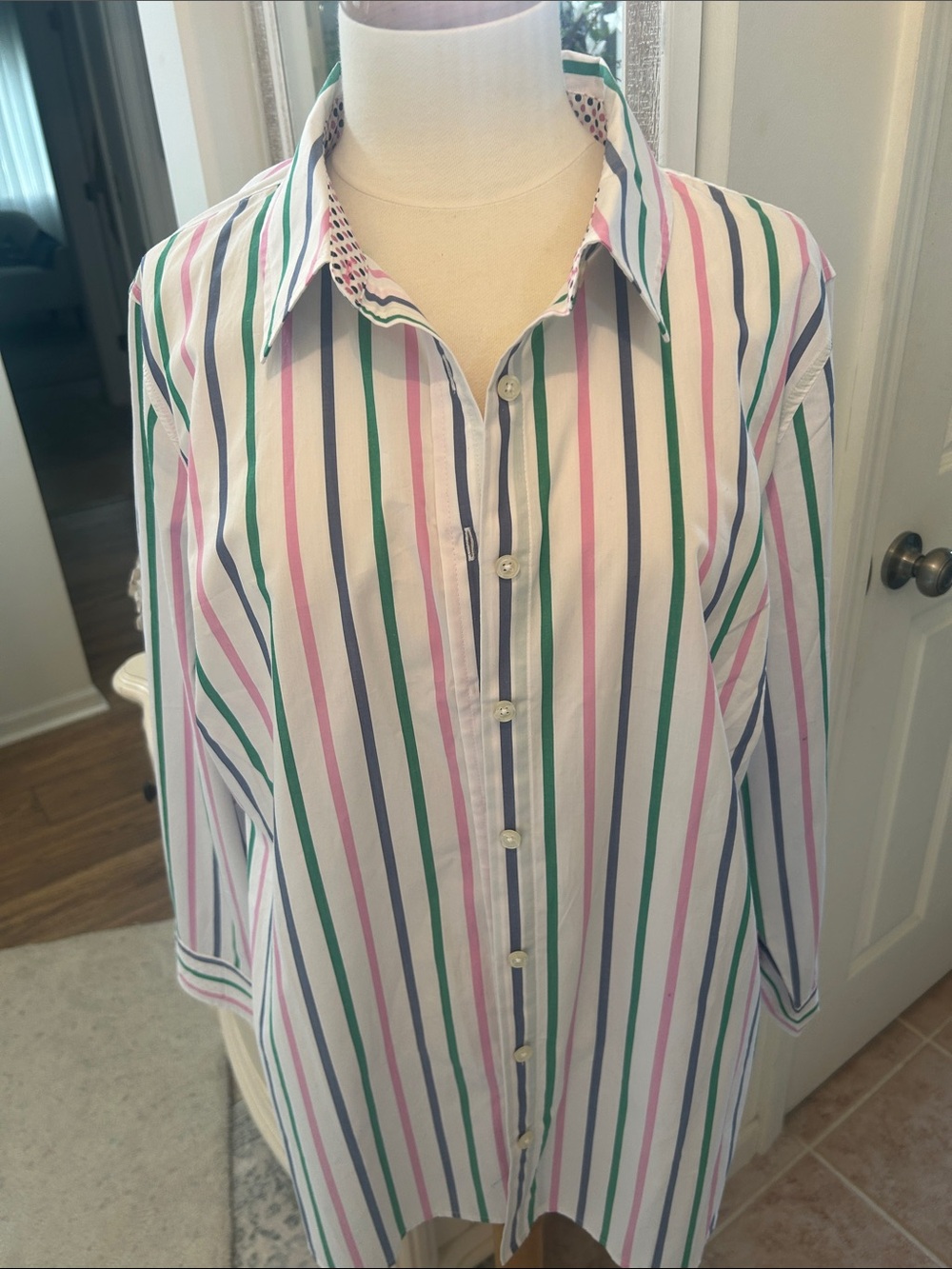 NWT TALBOTS SZ 2X  Multicolor Striped Button down shirt